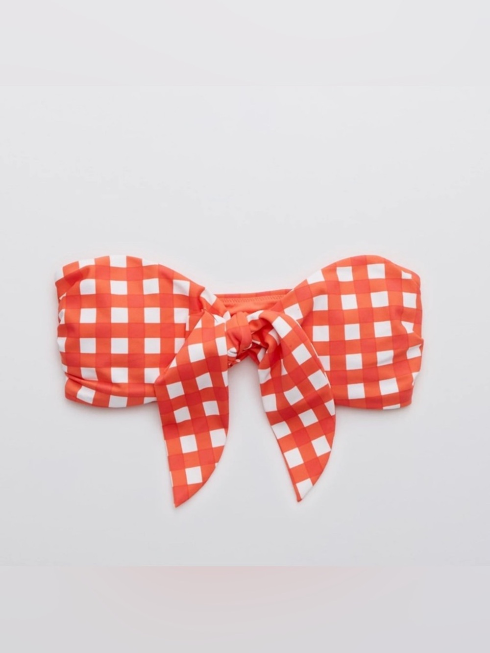 Aerie Tie Front Bandeau Bikini Top in Poppy Fun